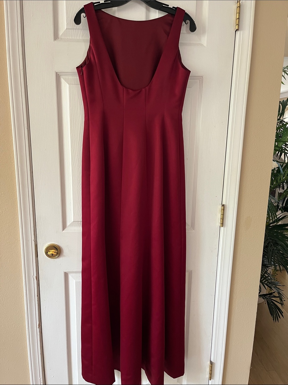 LOFT Sleeveless Wine-Red Maxi Dress W/ Scoop Low Back - Picture 3 of 5